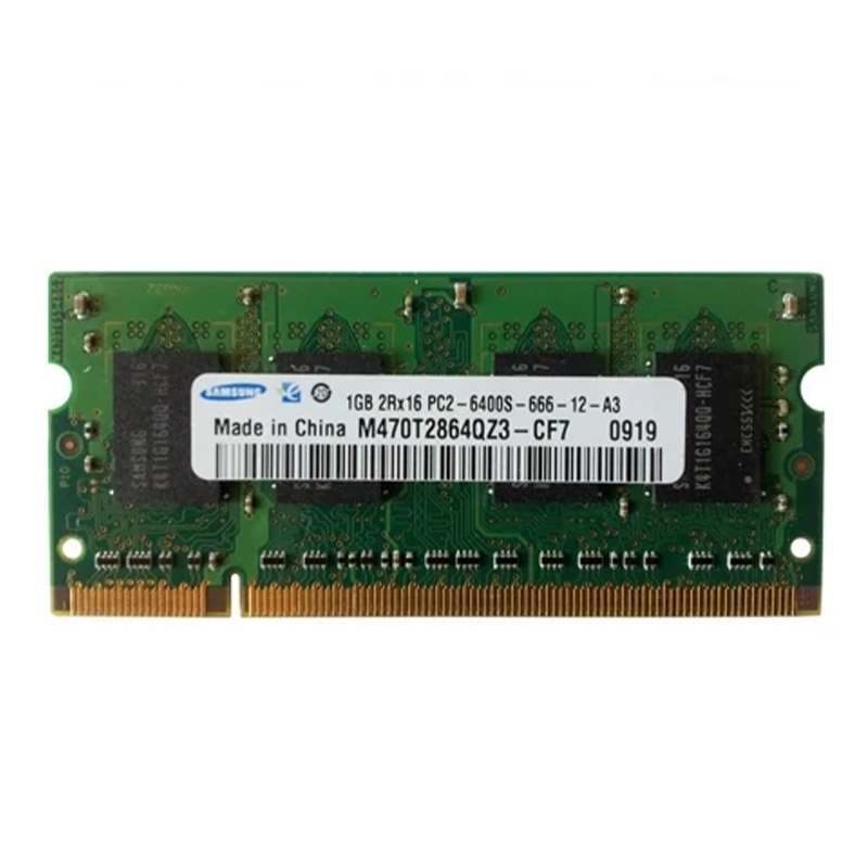 رم لپ تاپ DDR2 1G سامسونگ مدل 1GB 2Rx16 PC2-6400S-666-12-A3 M470T2864QZ3-CF7 فرکانس استاندارد 6400 800mhz cl9 کارکرده