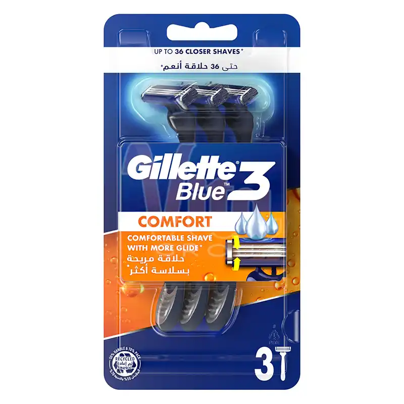تیغ اصلاح ژیلت بلو ۳ (Gillette Blue3 Razor) بسته ۳ عددی