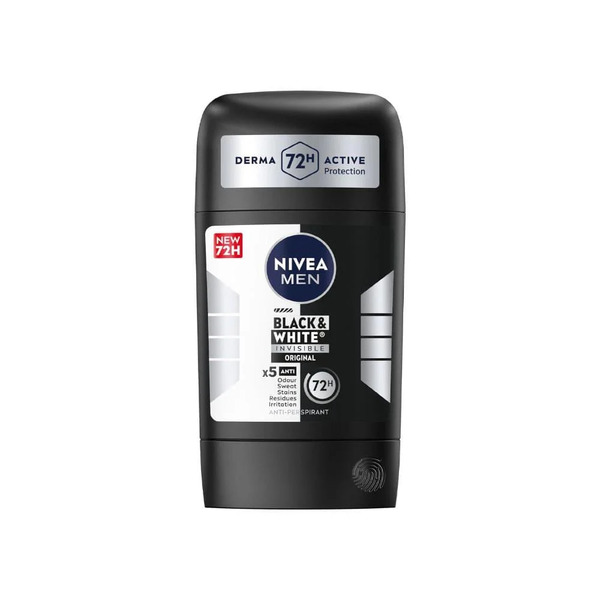 مام صابونی مردانه نیوآ مدل بلک اند وایت (Nivea Men Black & White Invisible Stick) حجم ۵۰ میلی‌لیتر