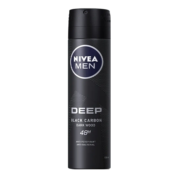 اسپری ضد تعریق مردانه دیپ بلک نیوا Nivea Deep Black Carbon Darck Wood Spray 150Ml