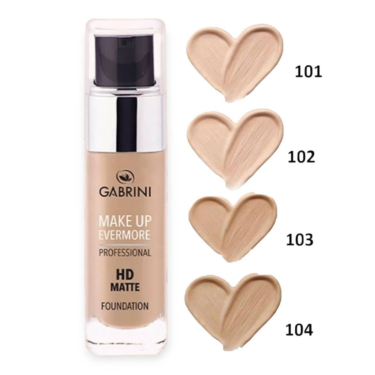 کرم پودر شیشهای گابرینی شماره ۱۰۴ (Gabrini Liquid Foundation No.104) حجم ۳۰ میلیلیتر