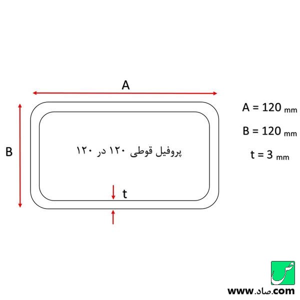 پروفیل قوطی 120×120 میلی‌متر