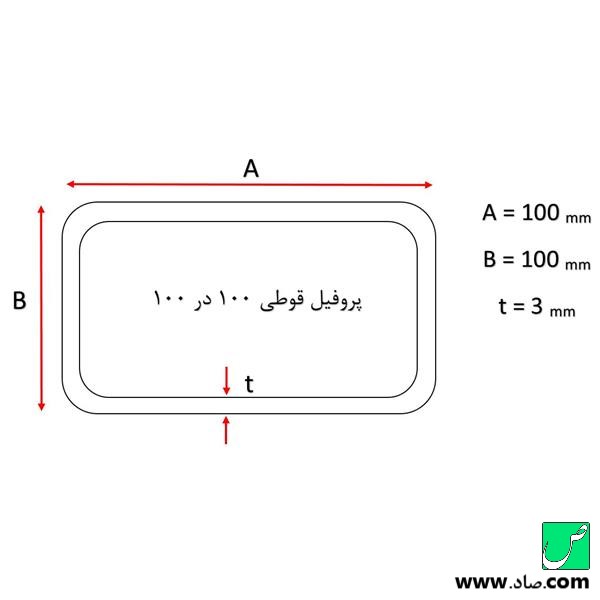 پروفیل قوطی 100×100 میلی‌متر