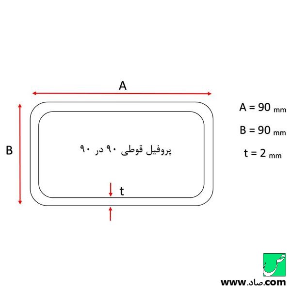 پروفیل قوطی 90×90 میلی‌متر