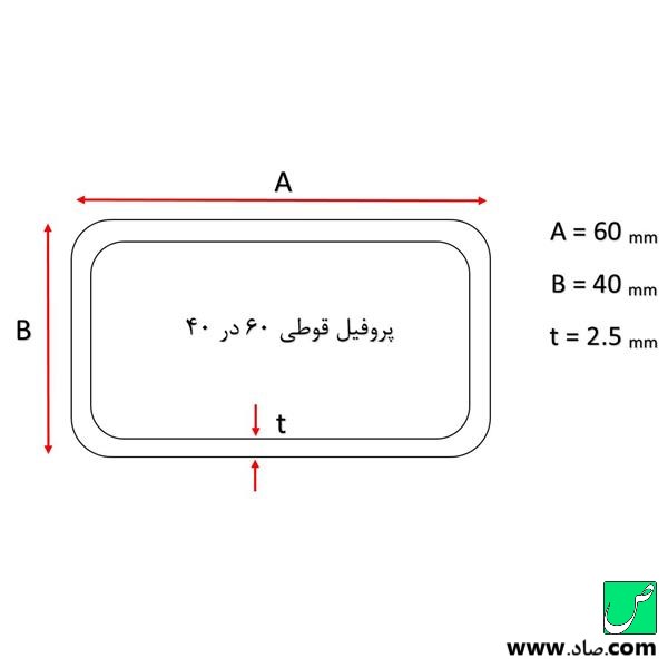 پروفیل قوطی 40×60 میلیمتر