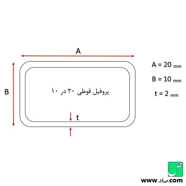 پروفیل قوطی 10×20 میلی‌متر