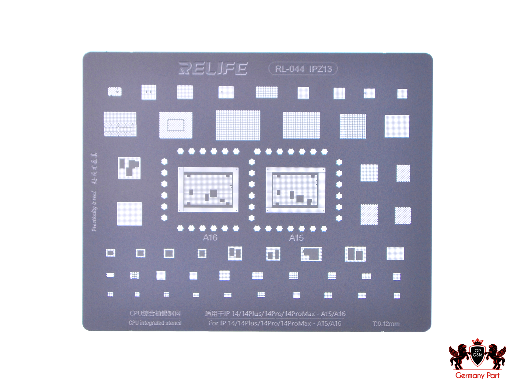 شابلون ای سی تغذیه آیفون-PRECISION BGA STENCLIS RL 044A RELIFE IPZ13