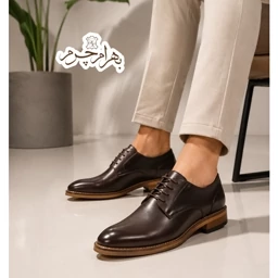 کفش مردانه مجلسی چرم طبیعی مدل آلبرت قهوه ای — تصویر ۳