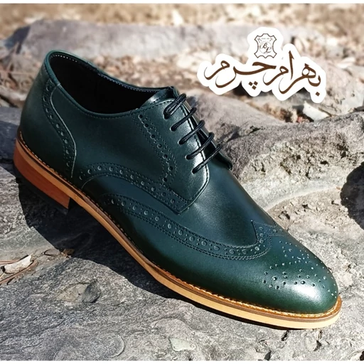 کفش مردانه مجلسی چرم طبیعی دست دوز ویلسون یشمی