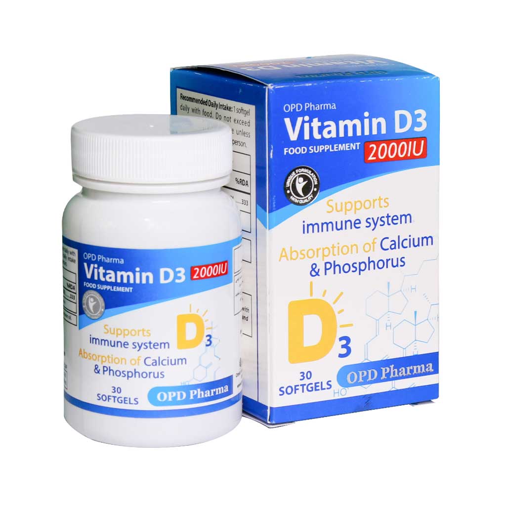 سافت ژل ویتامین D3 2000 واحد او پی دی فارما 30عددی — تصویر ۲