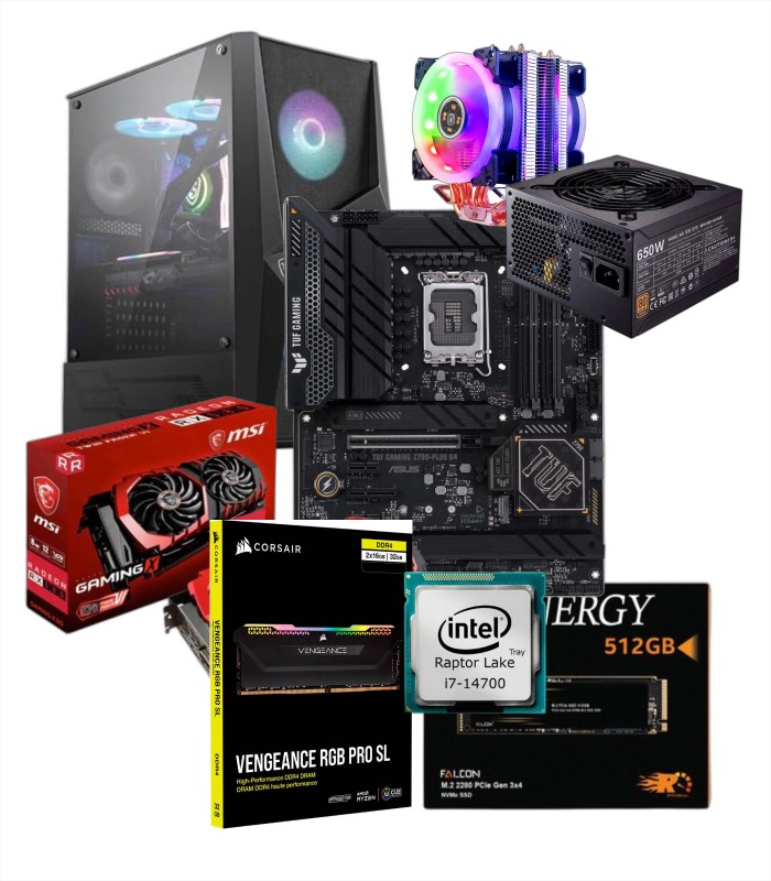 سیستم گیمینگ Core i7 14700 | RX580 8GB | 16GB RGB RAM | Z790 ASUS