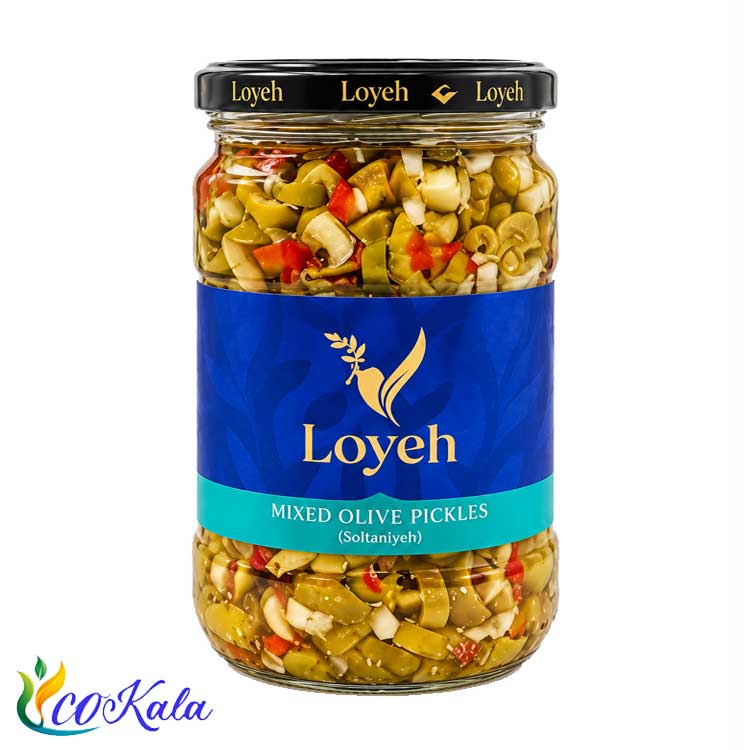ترشی مخلوط زیتون 650 گرم شیشه لویه