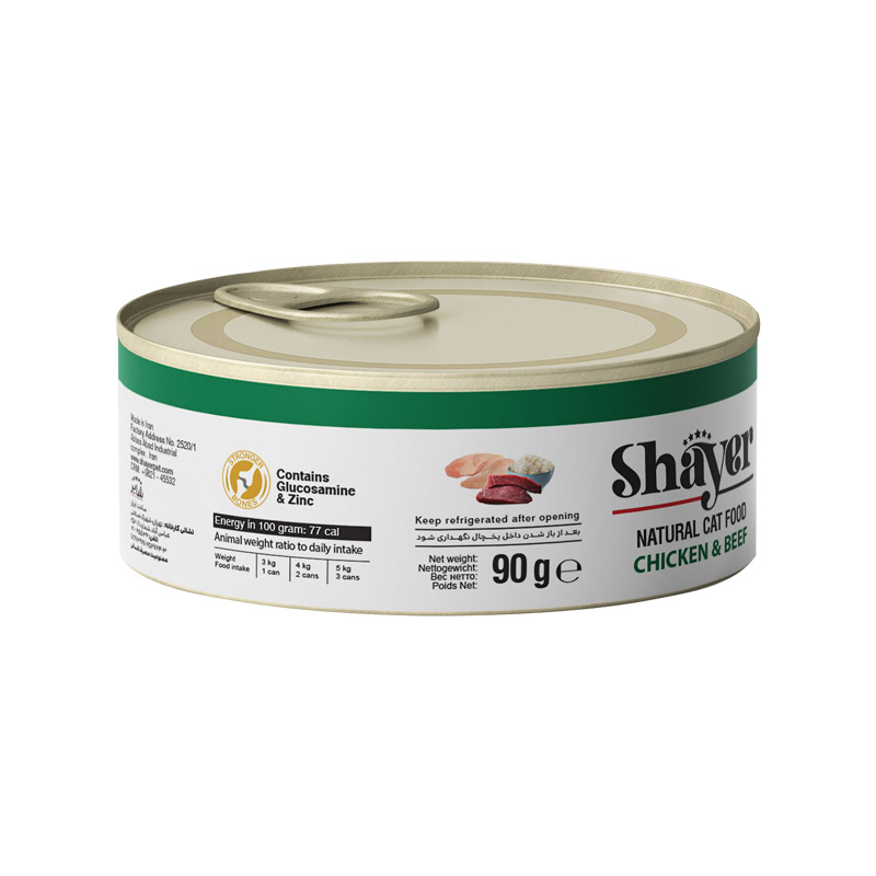 کنسرو غذای گربه با طعم مرغ و گوشت شایر Shayer Natural With Chicken & Beef بسته 3 عددی — تصویر ۴