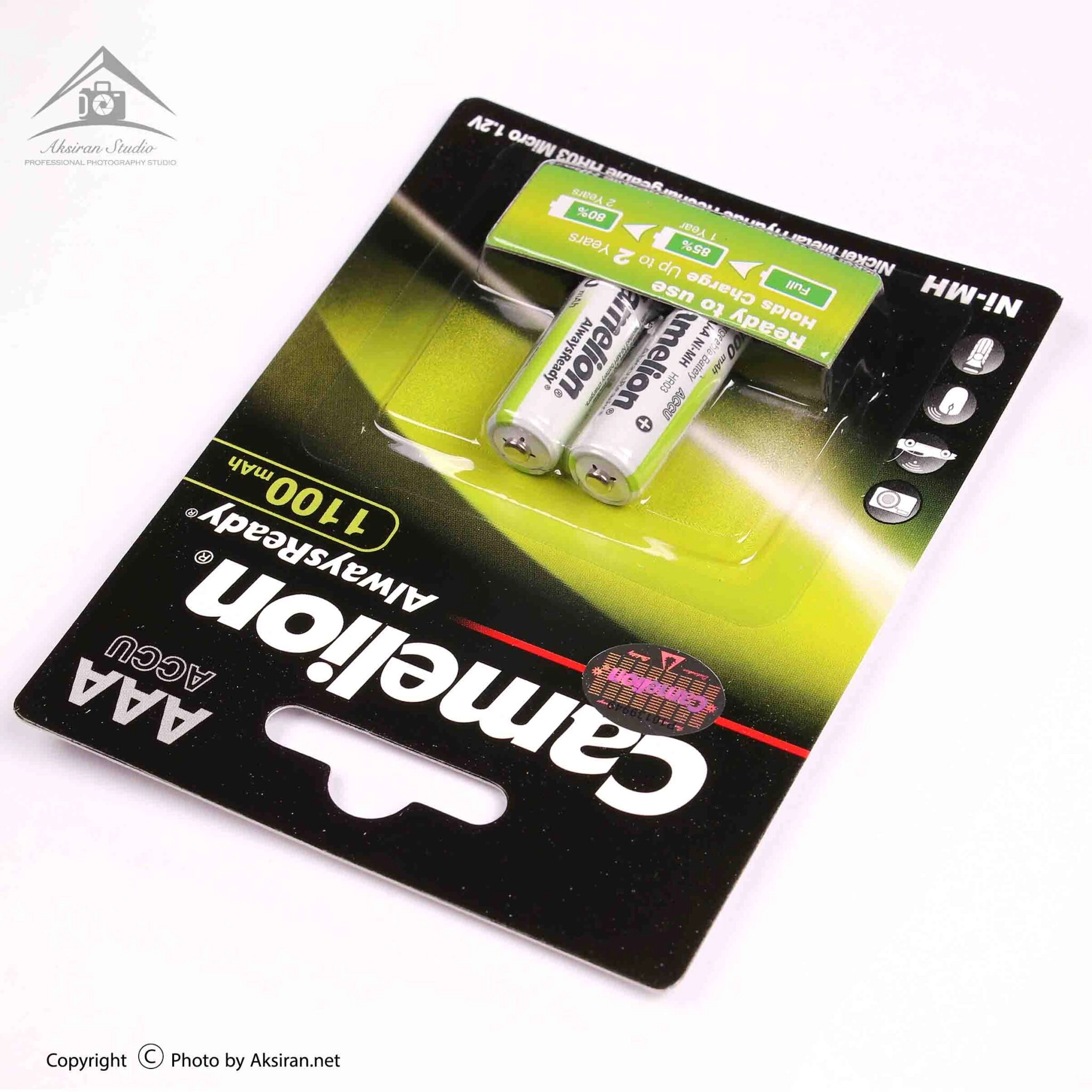 باتری نیم قلمی قابل شارژ کملیون مدل Camelion AlwaysReady 1100mAh AAA بسته ۲ عددی — تصویر ۵