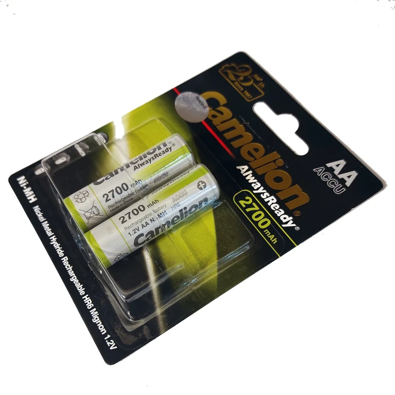 باتری قلمی قابل شارژ کملیون مدل Camelion AlwaysReady 2700mAh AA بسته ۲ عددی — تصویر ۳
