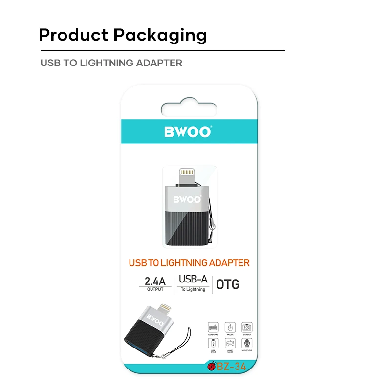 مبدل USB به لایتنینگ و OTG بوو (Bwoo) مدل BZ-34 — تصویر ۵