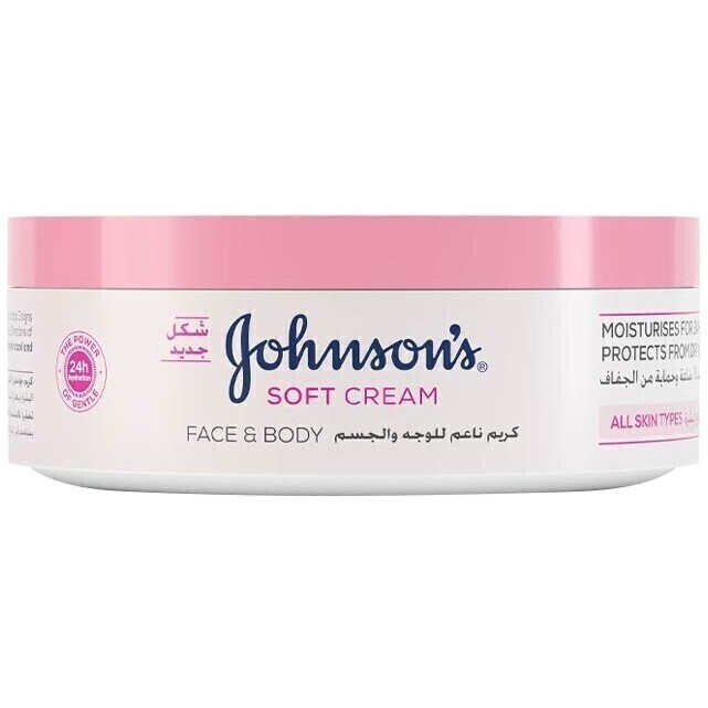 کرم مرطوب کننده جانسون صورت و بدن Johnsons Soft Cream حجم 200 میلی لیتر