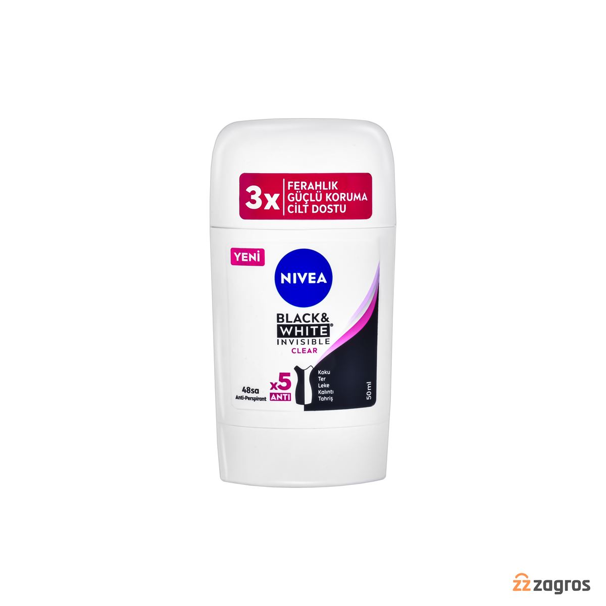 استیک ضد تعریق زنانه نیوآ مدل Black & White Invisible Clear حجم 50 میل