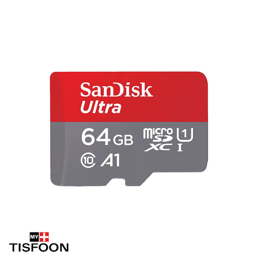 حافظه microSDHC سن دیسک Ultra A1 کلاس ۱۰ استاندارد UHS-I سرعت ۱۰۰MBps ظرفیت ۶۴ گیگابایت به همراه آداپتور SD