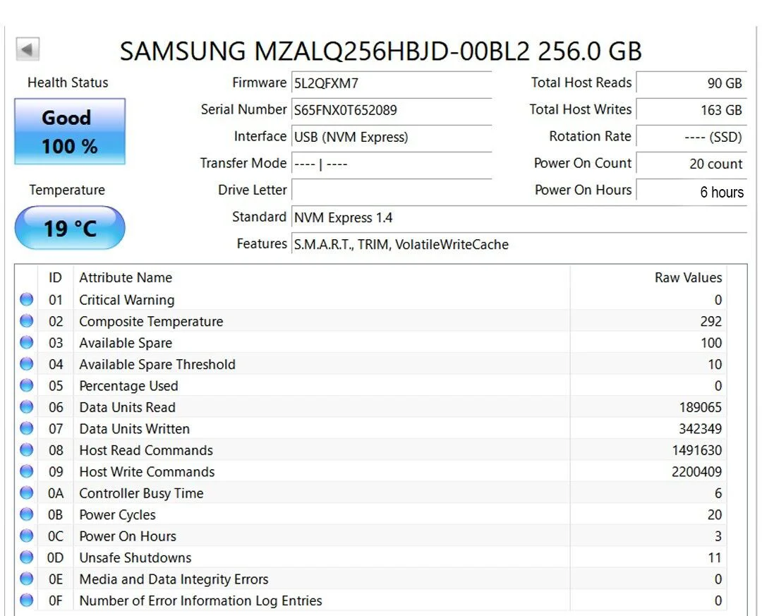 اس اس دی اینترنال Samsung PM991a SSD 256GB NVMe M.2 2242 PCIe x4 Gen 3*4 ظرفیت 256 گیگابایت پایه کوتاه — تصویر ۴