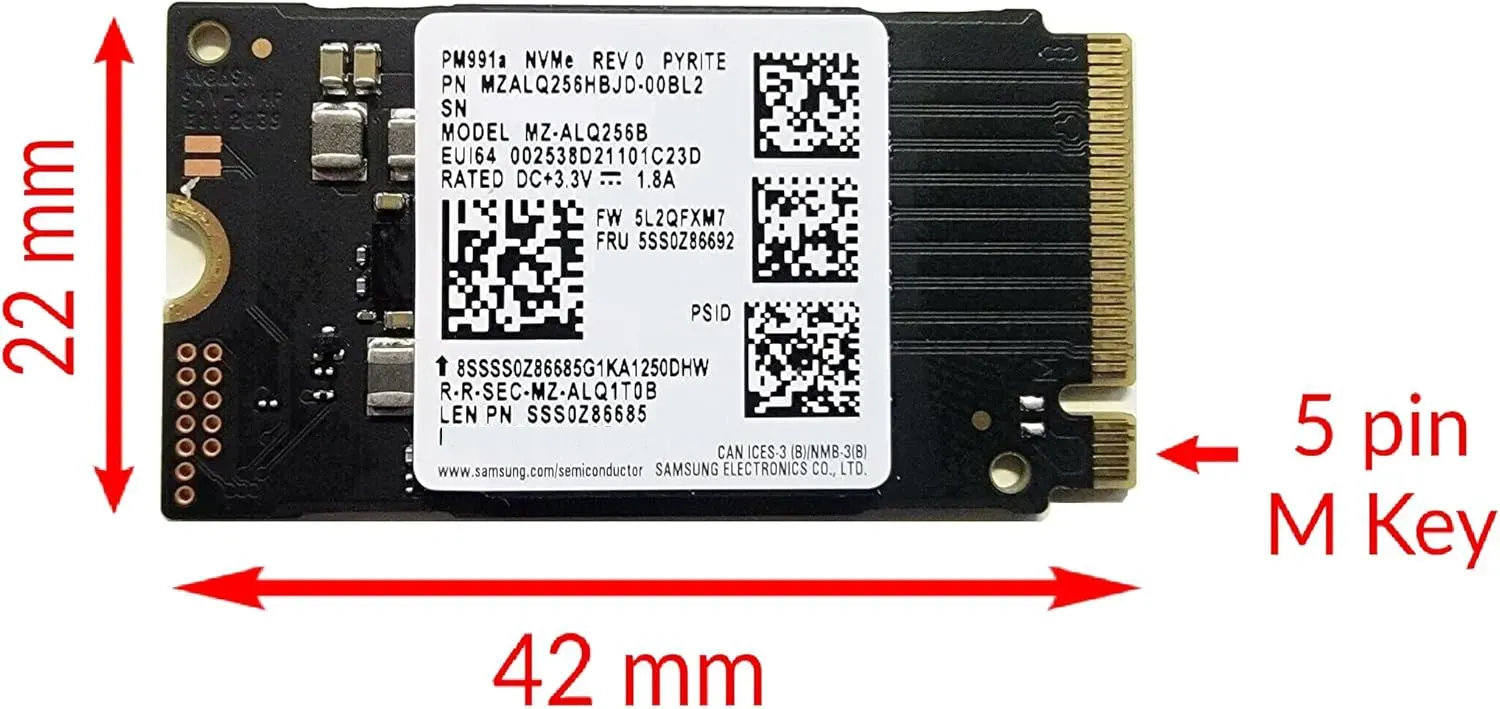 اس اس دی اینترنال Samsung PM991a SSD 256GB NVMe M.2 2242 PCIe x4 Gen 3*4 ظرفیت 256 گیگابایت پایه کوتاه — تصویر ۵