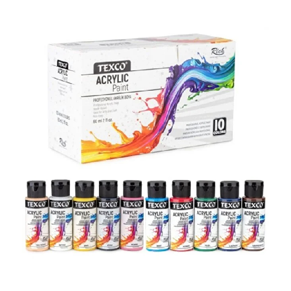 رنگ اکریلیک 10 رنگ 60 میلی لیتر ریچ مدل Texco — تصویر ۲