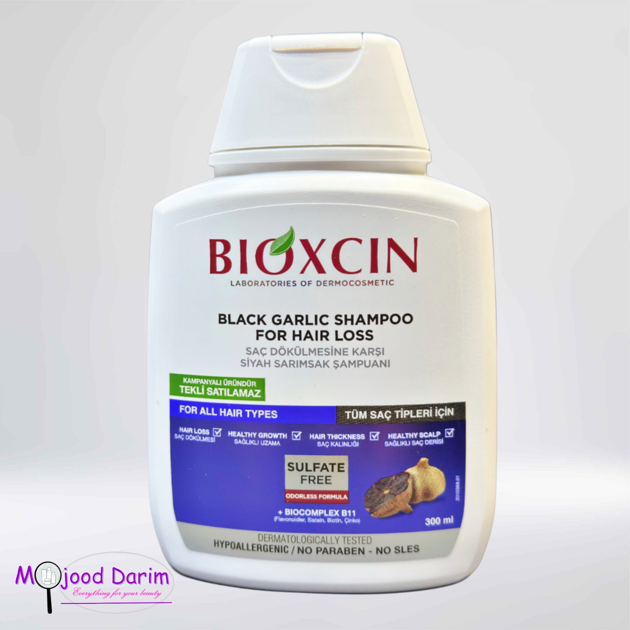 شامپو ضد ریزش سیر سیاه بیوکسین | BIOXCIN BLACK GARLIC SHAMPOO FOR HAIR LOSS