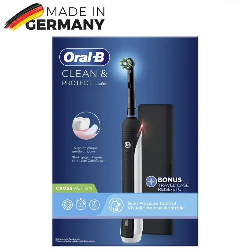 مسواک برقی اورال بی Oral-B مدل Clean & Protect ساخت آلمان + کیف نگهدارنده اورجینال — تصویر ۶