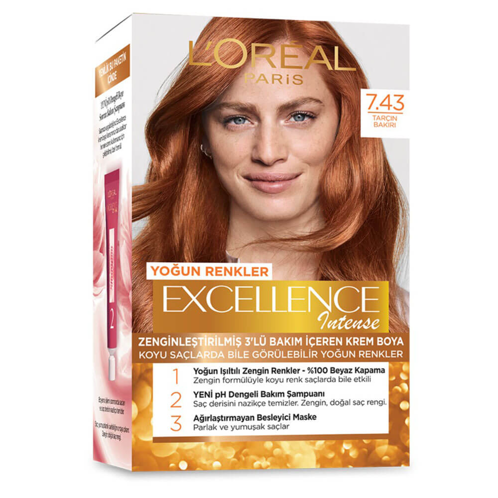 رنگ ‌موی شماره 7.43 لورال loreal رنگ مسی دارچینی سری Excellence intence