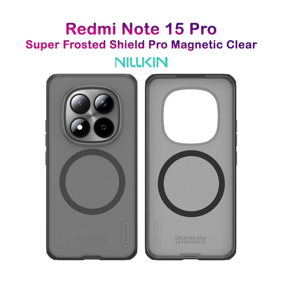 قاب ضدضربه دودی مگنتی Xiaomi Redmi Note 15 Pro 5G مارک نیلکین مدل Super Frosted Shield Pro Clear Magnetic