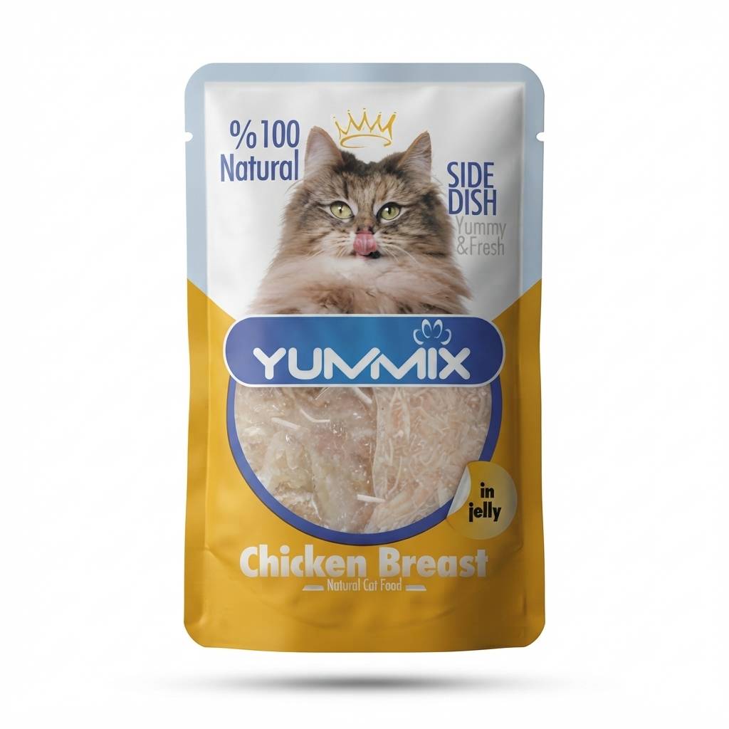 پوچ گربه Yummix – طعم مرغ ژلهای (۸۵ گرم)