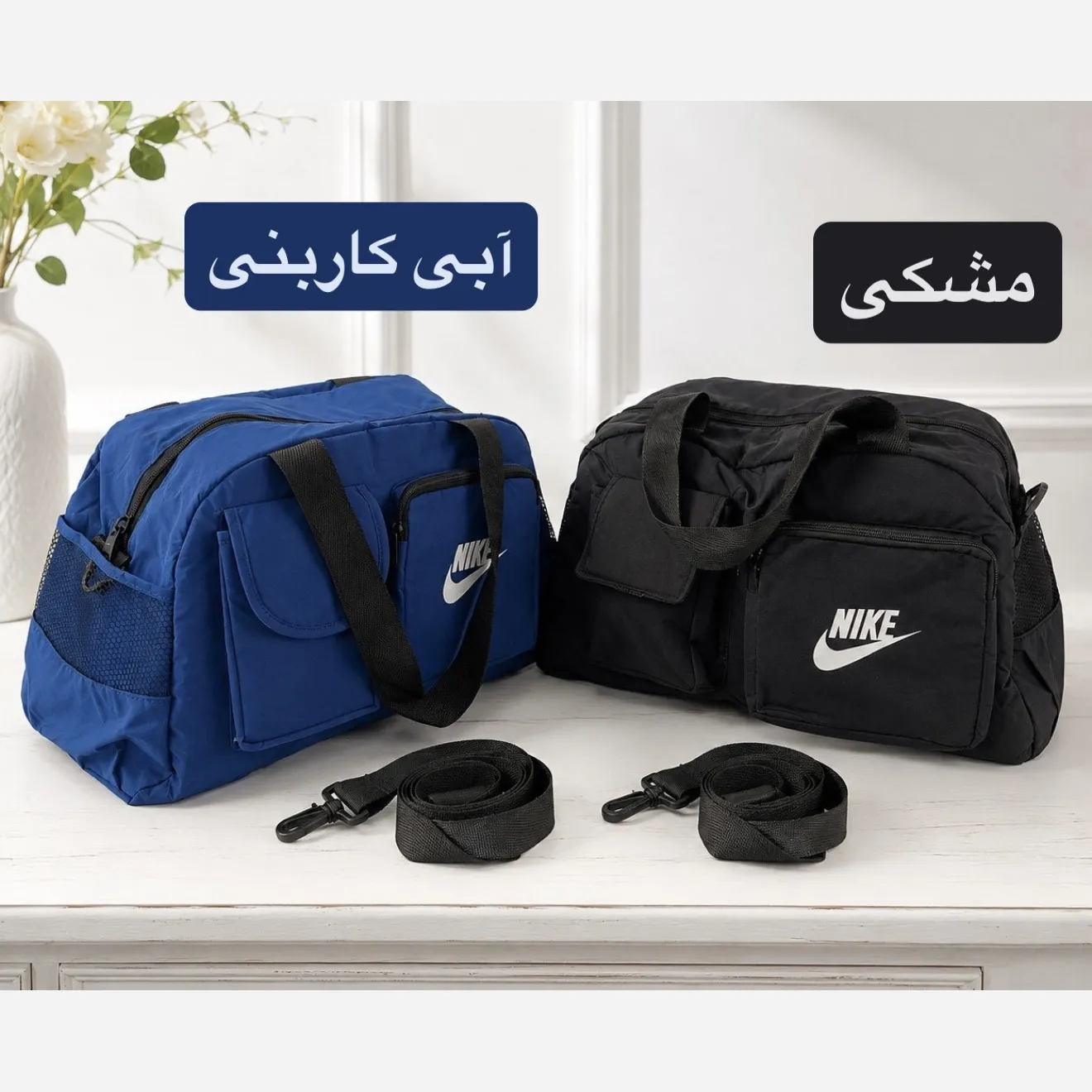 ساک ورزشی اسپرت پارچهای با بند بلند و 5 جیب بیرونی ابعاد 45 در 25 در 20 سانتیمتر — تصویر ۳
