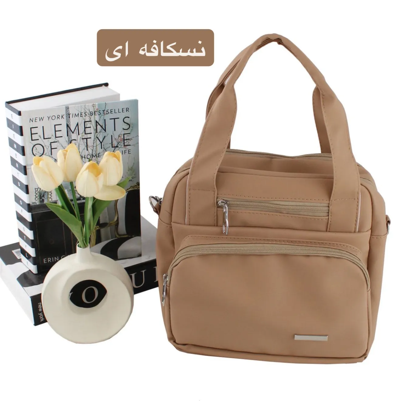 کیف زنانه چرم مصنوعی اسپرت و روزمره ابعاد 35 در 30 در 10 سانتی متر — تصویر ۴