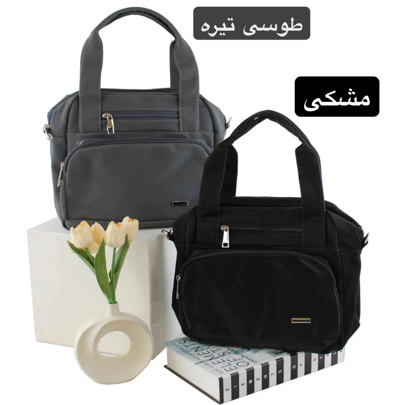 کیف زنانه چرم مصنوعی اسپرت و روزمره ابعاد 35 در 30 در 10 سانتی متر — تصویر ۳