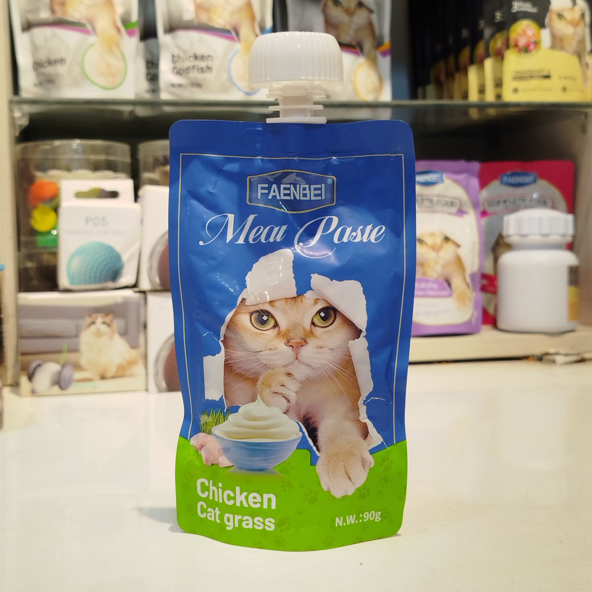 پودینگ گربه فنبی طعم مرغ و علف گربه90 گرمی