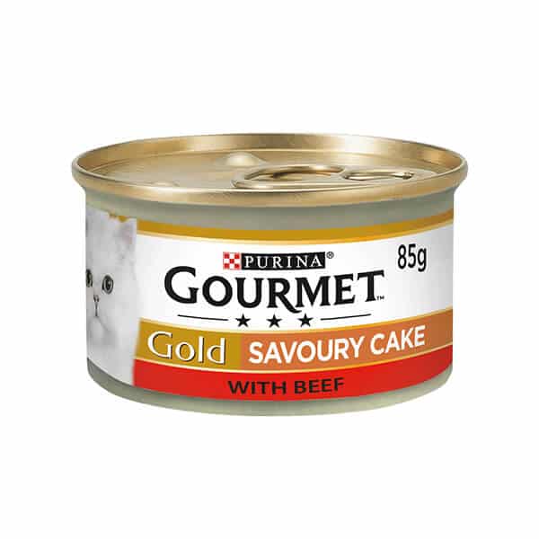 کنسرو غذای گربه گورمت Gourmet Gold طعم گوشت مدل کیکی وزن 85 گرم
