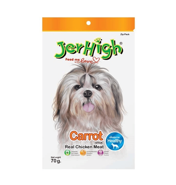 تشویقی سگ با طعم هویج جرهای Jerhigh Chicken Sticks Carrot وزن 70 گرم — تصویر ۲