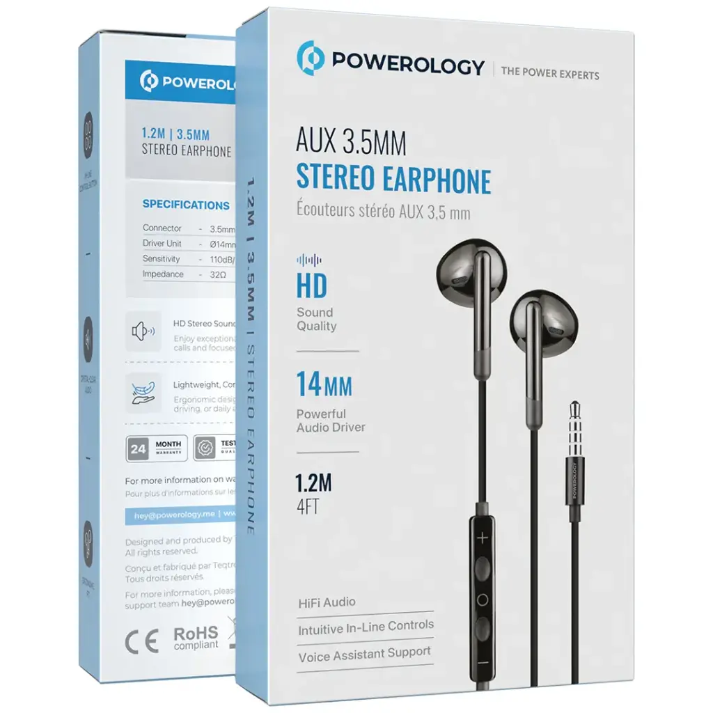 هندزفری سیمی پاورولوژی مدل AUX 3.5mm Stereo PWEPHR17 — تصویر ۵