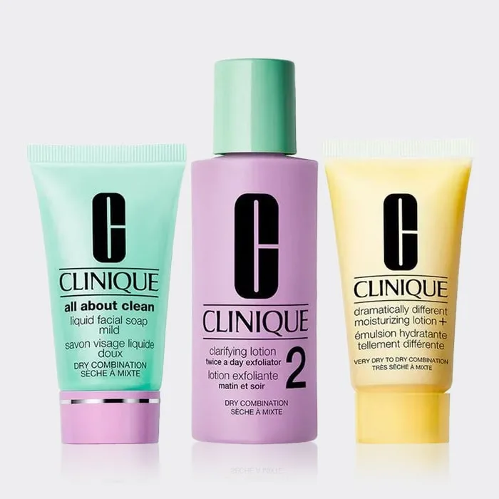 کیت مراقبت از پوست خشک و مختلط کلینیک Clinique Skin School Cleanse Exfoliate Moisturize