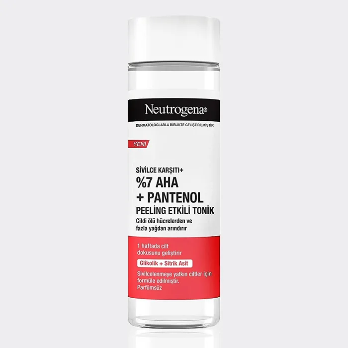 تونر ضد لک و روشن کننده نیتروژینا (نوتروژینا) 125 میل مدل Neutrogena Sivilce Karsiti %7 AHA + Pantenol Tonik