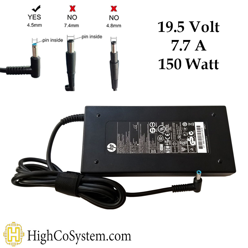 شارژر لپ تاپ 19,5V 7,7A (150W) HP سرفیش آبی