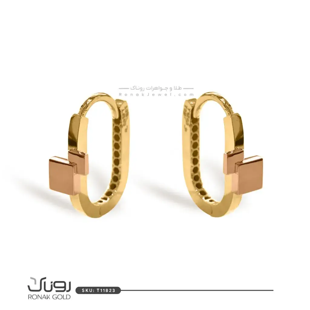 گوشواره طلا مدرن مکعبی