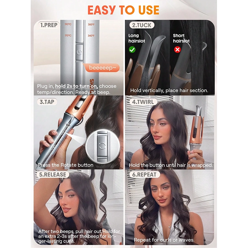 فر کننده مو شیگلم نارنجی کیفیت A++ مدل One Touch سایز 25 میلیمتر — تصویر ۵