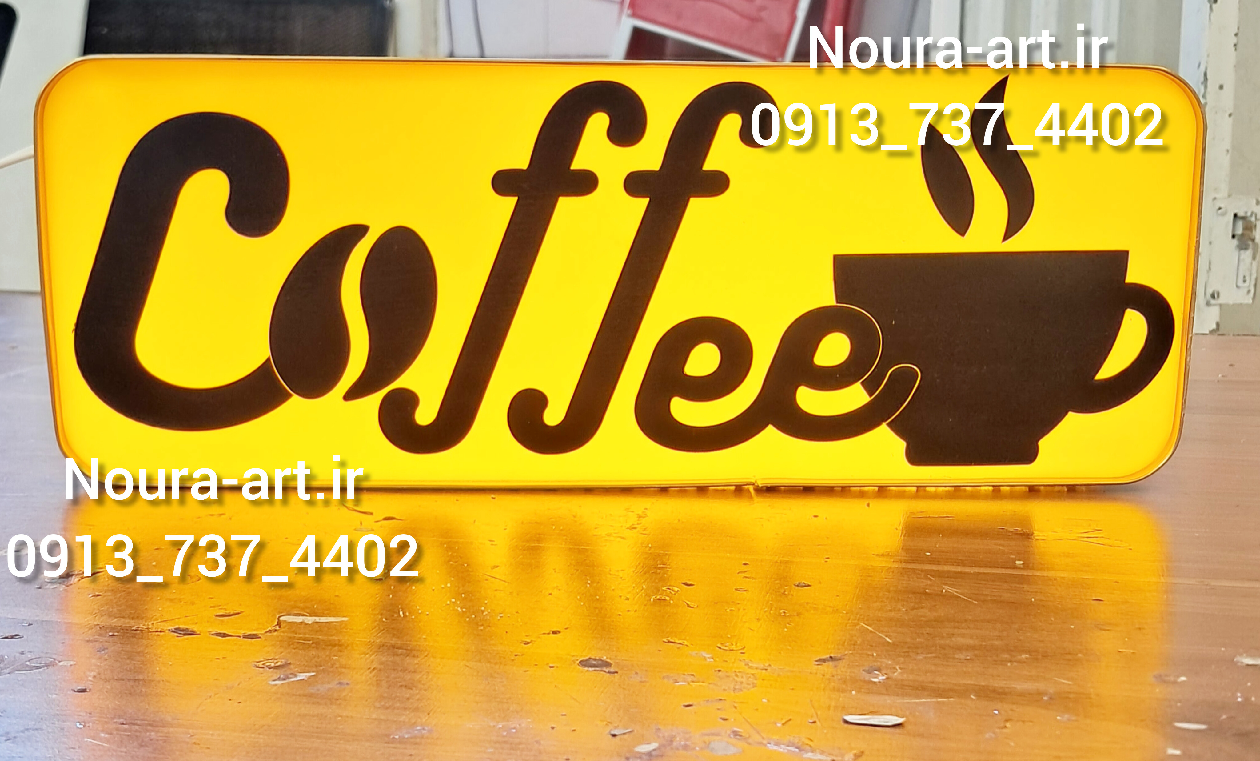 تابلو نئون طرح لایت باکس فنجان coffee قهوه فنجان کافی کافه