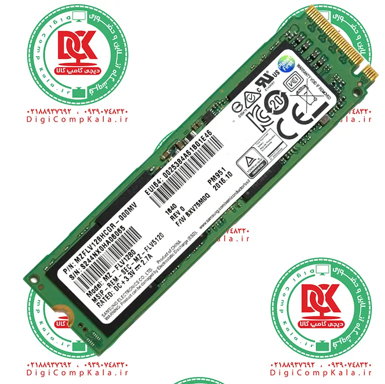 اس اس دی اینترنال 2280 SAMSUNG P951 SSD M.2 NVMe ظرفیت 128 گیگابایت سلامت 100%
