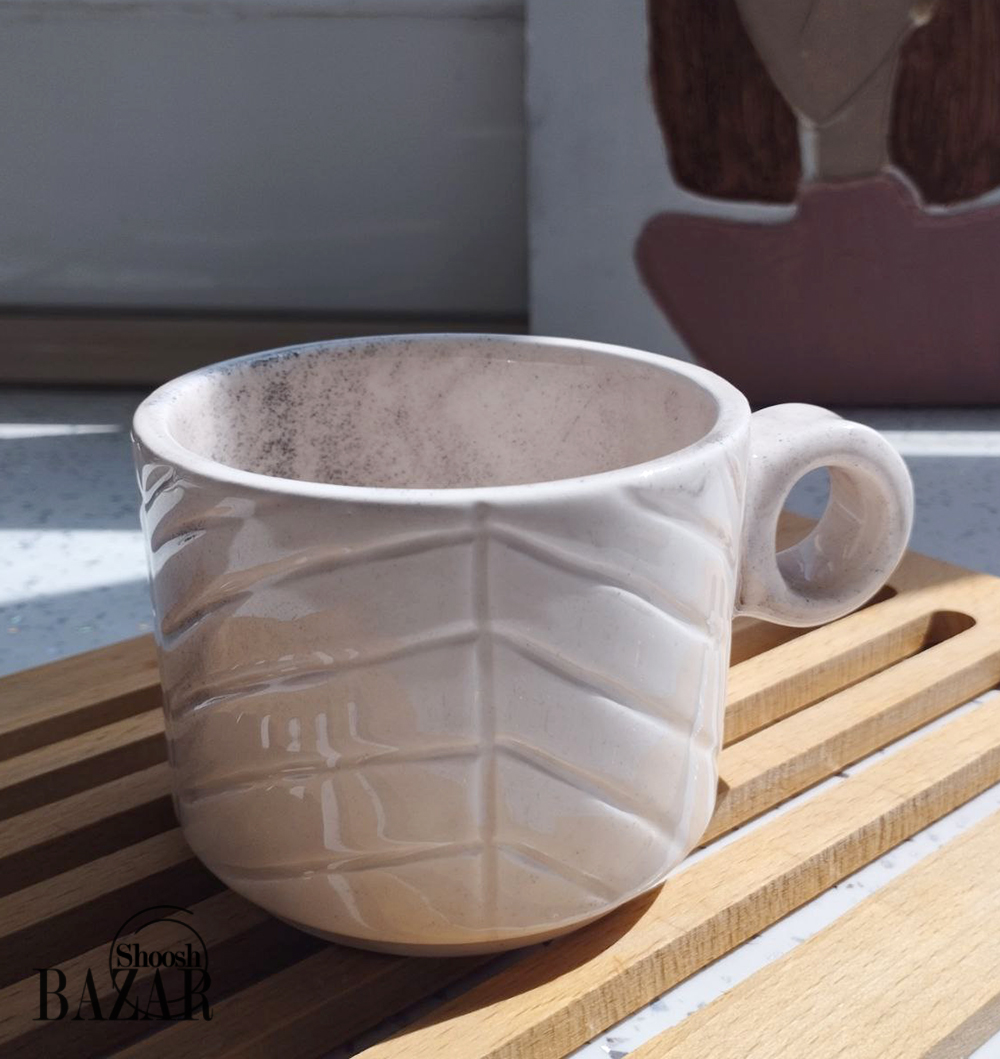 نیم لیوان سرامیک مینیمال طرح برگ