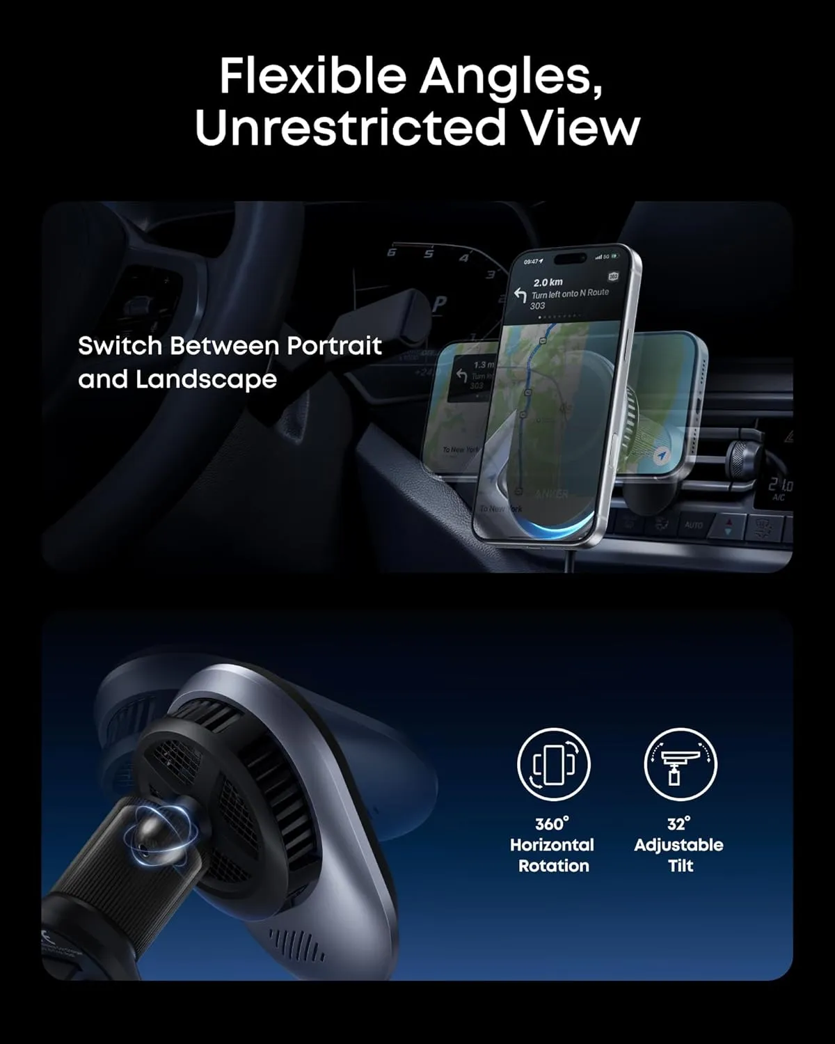 شارژر بی سیم انکر Anker Prime MagSafe Car Mount Charger — تصویر ۶