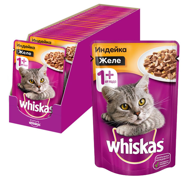 غذای پوچ گربه با طعم بوقلمون ویسکاس بصورت ژله ای 85 گرم – Whiskas