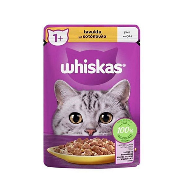 غذای پوچ گربه با طعم مرغ ویسکاس بصورت ژله ای 85 گرم – Whiskas
