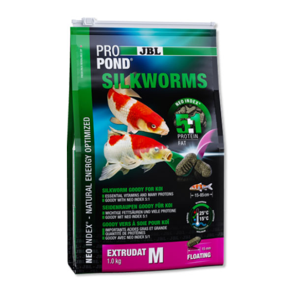 غذای ماهی کوی حاوی کرم ابریشم جی بی ال – JBL ProPond SilkWorms M